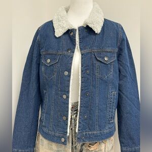 Denim Jacket with Faux Fur Collar